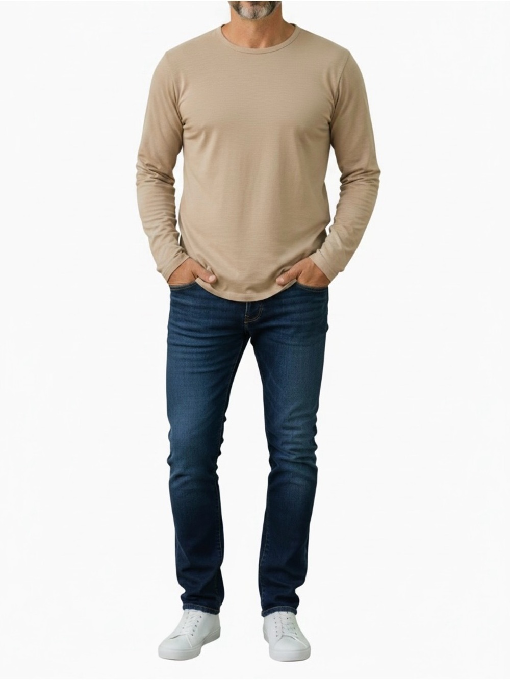 Banana Republic Men’s Long Sleeve Slub Crewneck Top Taupe Brown Tan XL T Shirt